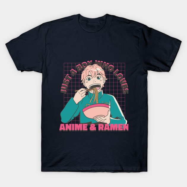 Just a Boy Who Loves Anime & Ramen Otaku Diet Boy Eating Ramen T-Shirt by creative